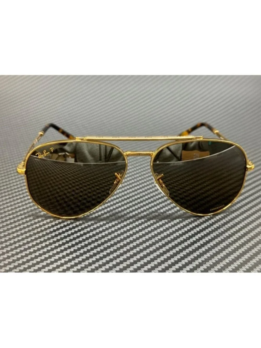 New Ray Ban Men Gold Sunglasses 58-14-135